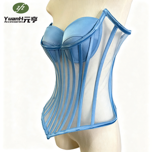 En gros, en stock : <span class=keywords><strong>Corset</strong></span> bustier tube transparent en résille pour femme, avec décolleté cœur, dos en satin, laçage à la taille et effet sculptant - Product Image 1