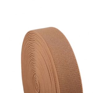 Eco-friendly 25mm 32mm Khaki Color Woven logo Design Waist Twill Elastic Tape Band for Wrist Webbing - Product Image 2