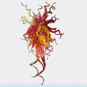 Ev dekorasyon el yapımı ağız üflemeli kolye işıkları lamba Chihuly stil Murano cam kırmızı Modern sanat avize