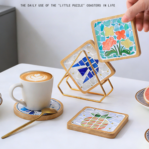 ชุดงานฝีมือ DIY แผ่นรองแก้วอะคริลิคทรงกลมและสี่เหลี่ยมลายผลไม้และดอกไม้ ของตกแต่งบ้าน ของขวัญสำหรับเด็ก - Product Image 4