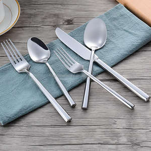 Cubiertos de acero inoxidable plateados de 5 piezas para restaurante, juego de cubiertos para boda, venta al por mayor. - Product Image 4