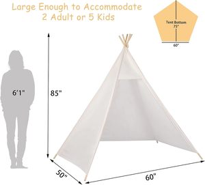 Tente <span class=keywords><strong>tipi</strong></span> blanche de 7' de grande taille, 5 côtés en toile, tente <span class=keywords><strong>tipi</strong></span> pour enfants, tentes d'<span class=keywords><strong>intérieur</strong></span> et d'extérieur pour adultes, fête, mariage, accessoire photo - Product Image 5