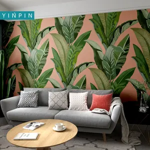 바나나 잎 열대 식물 3d 벽화 벽지 홈 장식