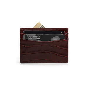 맞춤 로고 미니멀리스트 슬림 디자이너 카드 홀더 악어 패턴 프리미엄 천연 가죽 신용카드 지갑 RFID 차단 - Product Image 3