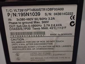 Plc 195N1039 VLT2815PT4B20STR1DBF00A00 İnvertör 15 KW Programlama Kontrol Cihazı - Product Image 3