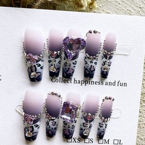 Ongles pressés faits à la main Lunanail, <span class=keywords><strong>manucure</strong></span> française avec pointes pointues (10 pièces), design en forme d'amande, style long - Product Image 1