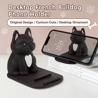 Venta caliente Cool Boy Phone Stand Animal Cute Black Dog France Bulldog Cell Phone Holder