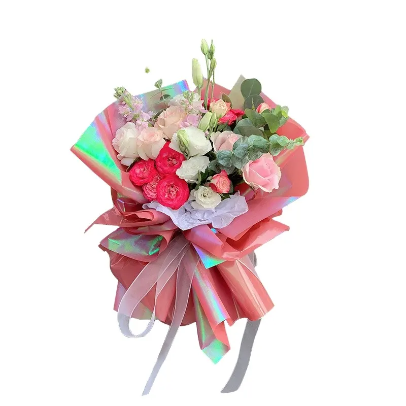 최신 판매 다색 고광택 밝은 색깔 디자이너 고품질 두껍게 한 방수 발렌타인 데이 꽃 포장지