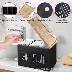 Wooden Bathroom Storage Box <b>Tissue</b> Organizer Desktop Holder For Toilet <b>Paper</b> And Sanitary Items Solid <b>Color</b> Design - Product Image 4