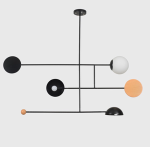 Zeal Lighting Red Art Restaurant Línea geométrica en el comedor Lámpara colgante nórdica de metal colorido - Product Image 4