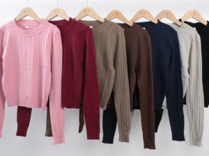 Maglione Personalizzato OEM per Donna, Serie Twist, Tinta Unita, Casual, Maniche Lunghe, <span class=keywords><strong>Su</strong></span>éter Para Mujer Tejido - Product Image 4