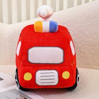 Jouet en peluche pour animaux de compagnie en forme de camion de pompiers, adorable camion de pompiers rouge en dessin animé, peluche interactive et résistante pour chiens