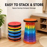 Tabouret empilable rond en plastique pour entrée, avec rangement pour clés et parapluies, pour un rangement organisé et un accès rapide