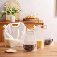 MOQ 100 Sachet à bec verseur sur mesure avec poignée en plastique, sachet de boisson autoportant, sac en Mylar transparent 5L 4 gallons pour boissons et riz