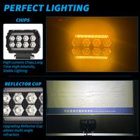 Barre lumineuse de travail LED rectangulaire 4,5 pouces 8 LED, double bande ambre, éclairage de conduite tout-terrain, étanche pour camionnette, SUV, 4x4
