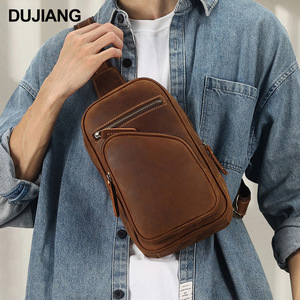 กระเป๋าคาดหน้าอกผู้ชาย Dujiang หนังแท้ ความจุขนาดใหญ่ ใช้ได้ทุกวัน สวมใส่สบาย สะพายไหล่ - Product Image 1