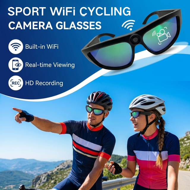 4K Smart Sunglasses Camera 1080P Video Recording WiFi Wide Angle Real-time View for Outdoor Sports Cycling Driving
