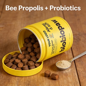 Vente chaude aux États-Unis et en Europe, OEM/ODM, friandises anti-allergiques et anti-démangeaisons pour chiens, compléments alimentaires pour chiens souffrant de démangeaisons cutanées et auriculaires avec <span class=keywords><strong>propolis</strong></span> d'abeille + probiotiques - Product Image 2
