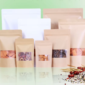ถุงซิปกระดาษคราฟท์เกรดอาหารแบบตั้งมีโลโก้แบบกำหนดเองสำหรับบรรจุอาหารถั่วขนมขบเคี้ยว - Product Image 1