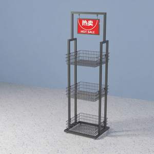 Grocery Store Supermarket 1 Layer Modern Portable Gondola Display Stand Shelf Drink Spice Snacks Food Metal Black Display <b>Rack</b> - Product Image 1