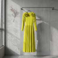 Nouvelle Collection : Robe Abaya Plissée Élégante à Volants Couleur Unie pour Femme – Vente Directe Usine – Grande Taille – Robe de Soirée Modeste Printemps