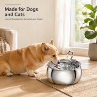 Fontaine à eau pour animaux de compagnie en acier inoxydable SUS304 de 4 L avec bec verseur, pompe silencieuse, fenêtre de visualisation pour chats et chiens, multi-prises OEM