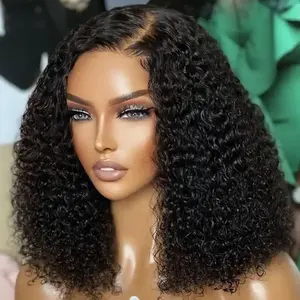 Barato 100% Virgem Curly Bob Curto Peruca de Cabelo Humano Perucas Dianteiras Do Laço Do Cabelo Humano Para Mulheres Negras Full Hd Lace Frontal Perucas Cabelo Humano