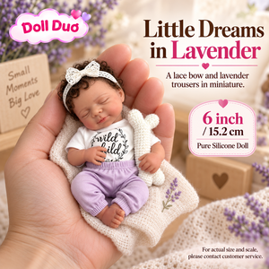 Muñeca Reborn de Silicona de Cuerpo Completo de 6 Pulgadas, Personalizada, con Rizos, Lazo de Encaje Lavanda, Realista, Regalo de Navidad para Niños - Product Image 1