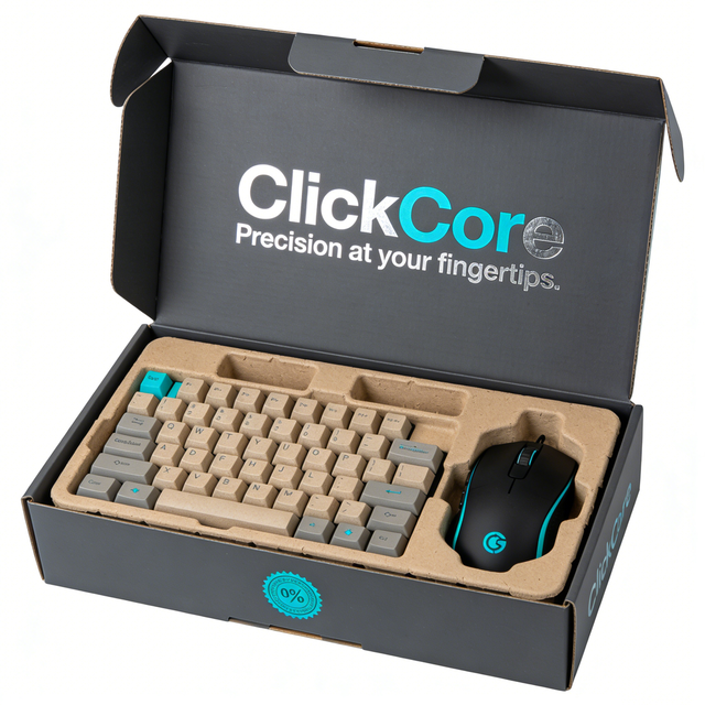 Corrugated Gaming Keyboard Mouse Box Cardboard Packaging with Custom Insert Holds Peripheral Set for Secure Storage