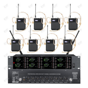 Système de microphone sans fil professionnel EIF 8 canaux en gros – Système portable, casque, cravate, à condensateur ou dynamique pour la <span class=keywords><strong>parole</strong></span> - Product Image 4