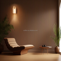 Revêtement mural intérieur WPC, panneau rainuré à grain de bois, écologique, imperméable, pour villa, hôtel, mur de fond de télévision, vente en gros