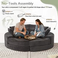 78-Zoll Ergonomischer Übergroßer Chaiselongue-Sessel, Konvertierbares Klappsofa-Bett mit Kissenrücken, Flauschiger Cord, Knochenloser Memory-Schaum