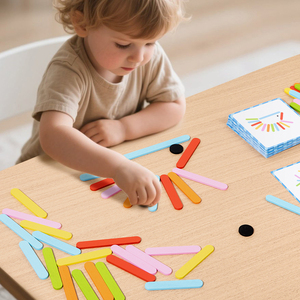 Nouveau jouet éducatif en bois : puzzles en bâtonnets de crème glacée, jeu de correspondance de formes DIY, entraînement à la réflexion, bâtonnets arc-en-ciel - Product Image 4