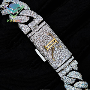 Pulsera cubana personalizada con diamantes cultivados en laboratorio, certificado IGI, claridad VVS1/VS1, plata de ley 925, chapada en rodio blanco, regalo estilo hip-hop. - Product Image 5