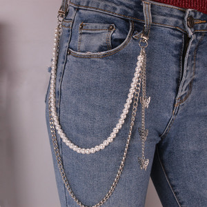 Harajuku Style Pearl Butterfly Waist <b>Chain</b> Silver Unisex Fashion Body <b>Chain</b> Daily Wear <b>Cross</b> Border - Product Image 1
