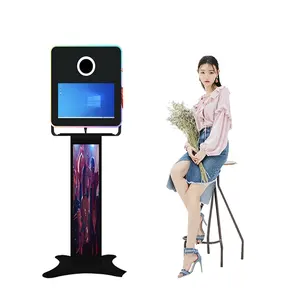 2023 Chất lượng cao xách tay Photo Booth máy với máy in bằng gỗ gương 2023 mới nhất gương Photo Booth Selfie LED