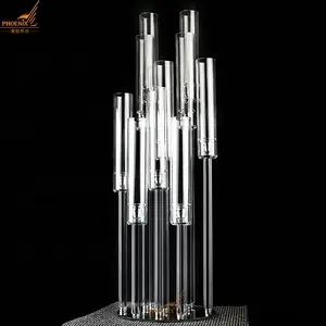 Factory Wholesale 10 Arms Long Stemmed Modern Cheap Glass Chimney Crystal Candle Holders Wedding Table Centerpieces Candelabra