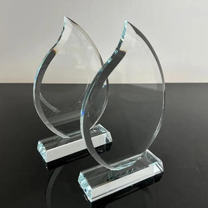 도매 맞춤형 로고 무지 불꽃 모양 유리 상패 트로피 플라크 MH-NJ0609 - Product Image 2