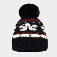 Nouvelle Arrivée 2026 – Bonnet en Tricot Jacquard Flocon de Neige Automne Hiver, Épais et Tendance, avec Pompon en Fourrure