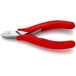 KNIPEX 77 11 115 Cortador diagonal para electrónica con junta pasante y revestimiento de plástico antideslizante 115 mm - Product Image 1