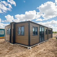 Maison portable de 20 pieds et 40 pieds, pliable, préfabriquée, de luxe, extensible, avec chambre et cuisine, projet de maison conteneur extensible