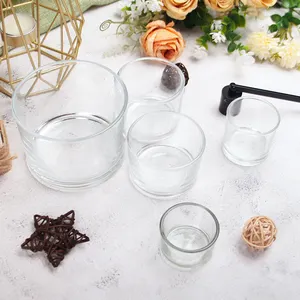 Wholesale Clear Glass Candle Vessels 1/2/4/5/16 Oz Transparent Glass Jars Popular Candle Holders