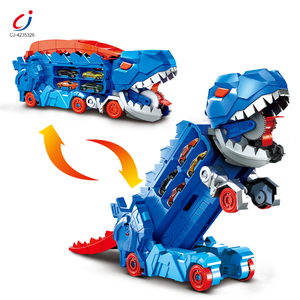 Chengji <span class=keywords><strong>Jouet</strong></span> de transport pour enfants : <span class=keywords><strong>Voiture</strong></span> de transport de dinosaures transformable, pliable, avec rails en alliage et fonction de glisse, et camion porte-conteneurs portatif - Product Image 1