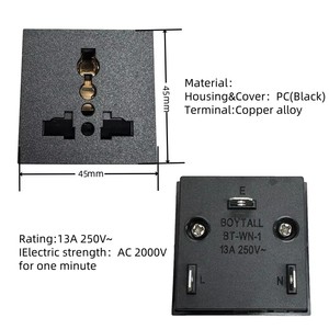 Presa Elettrica Industriale Multiuso, Standard US BSI UK, Presa Elettrica Compatta Nera Incorporata - Product Image 5