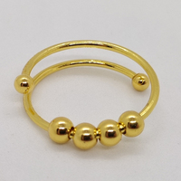 Bague anti-stress réglable en acier inoxydable plaqué or 18 carats avec perles, pour hommes, femmes et couples – Nouveauté