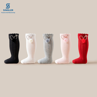 Chaussettes Enfant Couleur Unie Vente en Gros Printemps Automne Chaussettes Mi-Mollet en Coton pour Bébés Filles