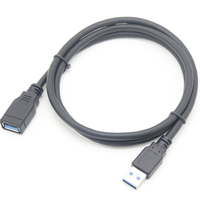 Cable de Extensión de Datos USB 3.0 AM a AF Coaxial/Fibra Óptica Negro Personalizado con Revestimiento de PVC para Micrófono, Altavoz y Monitor (4K)