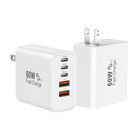 Bloc chargeur USB C à charge rapide, chargeur de téléphone 60W, adaptateur secteur USBC, chargeur multiport 5 ports type C à charge rapide