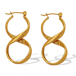 Geometric Hoop Earrings Gold Silver <b>Titanium</b> Steel Party Jewelry EH167 - Product Image 5