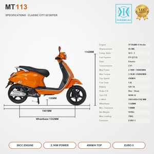 Scooter à essence <span class=keywords><strong>50cc</strong></span> <span class=keywords><strong>4</strong></span> <span class=keywords><strong>temps</strong></span> certifié EEC, Euro 5 EFI, vitesse maximale de 45 km/h, réservoir de carburant de 5,<span class=keywords><strong>4</strong></span> L, scooter rétro pour adultes - Product Image 3
